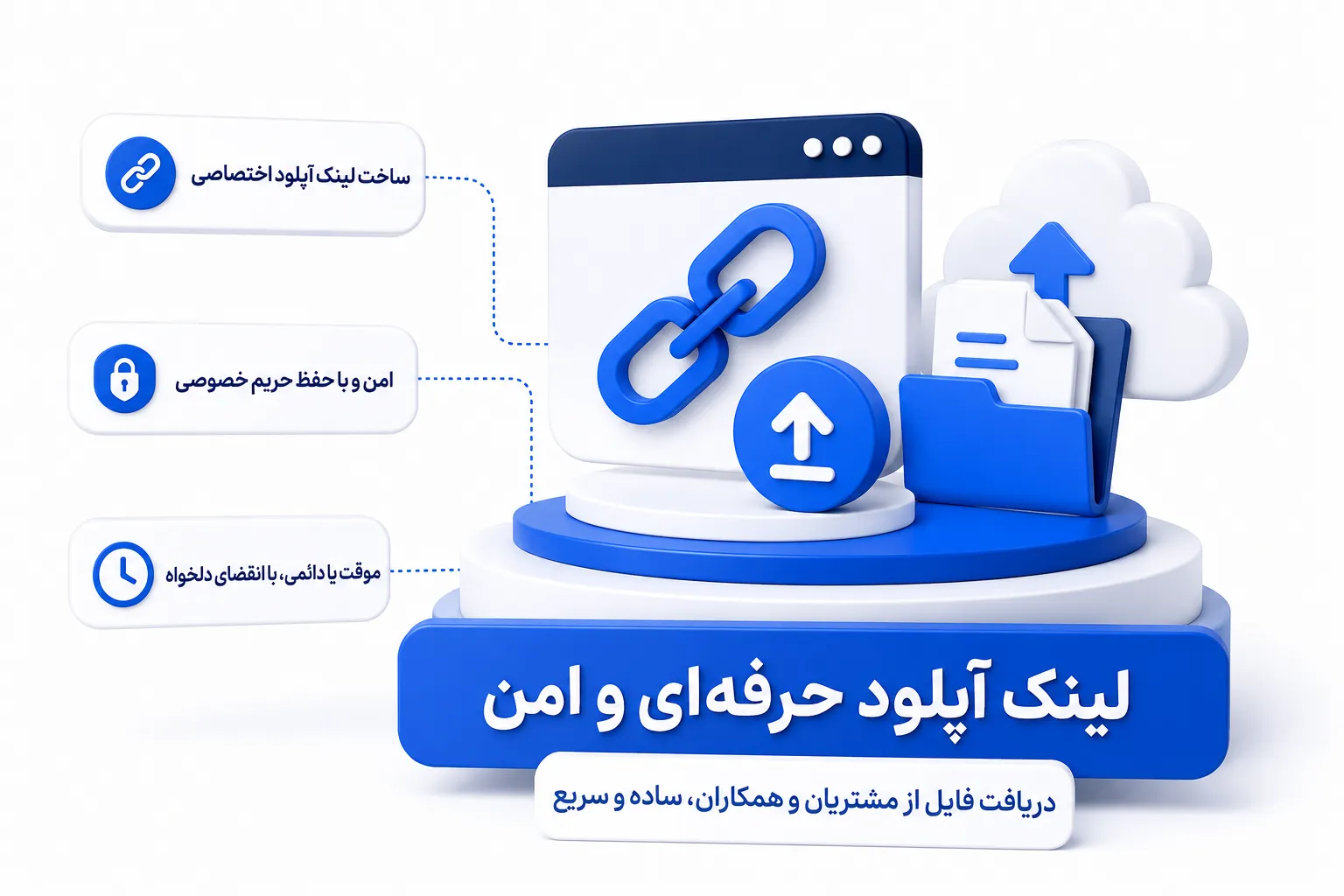 لینک آپلود امن ابروفایل برای دریافت فایل از مشتریان، ساخت لینک آپلود اختصاصی و اشتراک‌گذاری فایل در فضای ابری